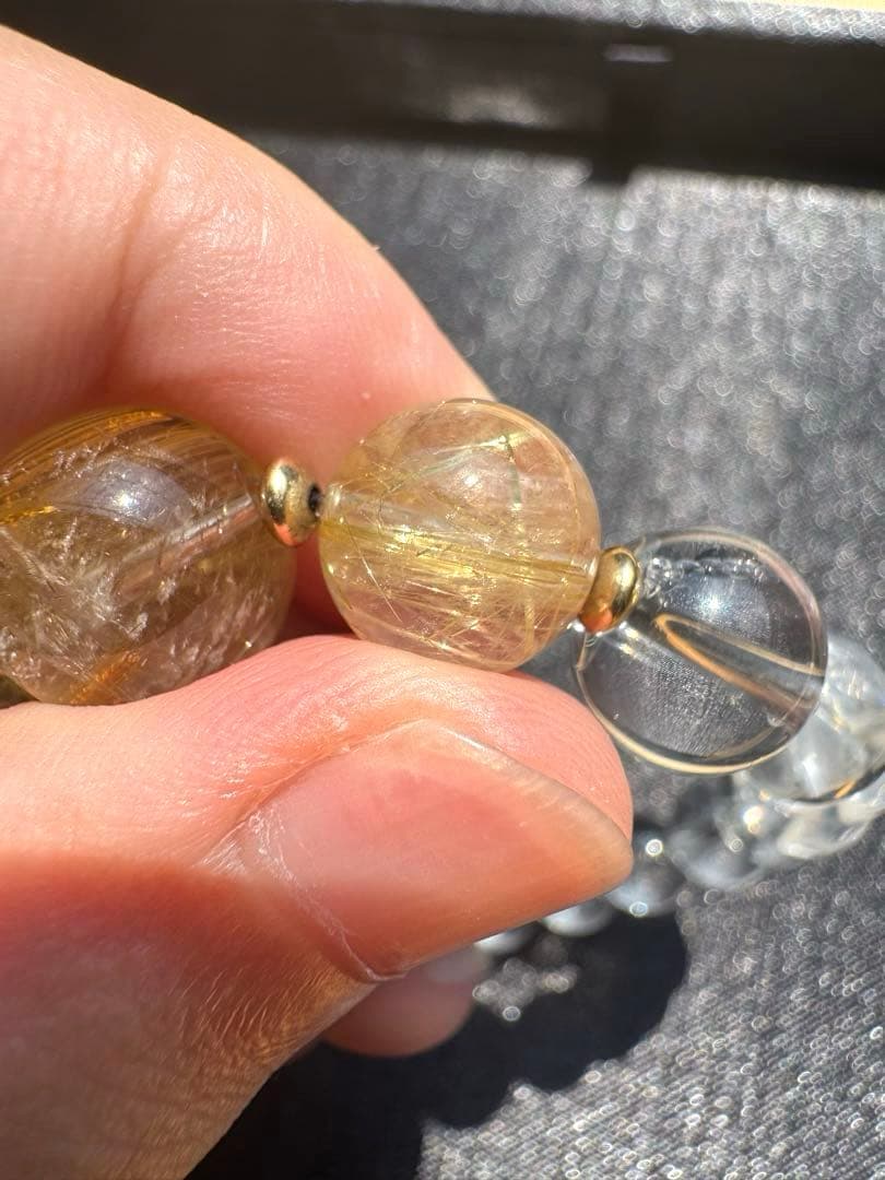 【AAAクラス】【14k】【破格】【ゴールドルチル】【染色無し本物】金運