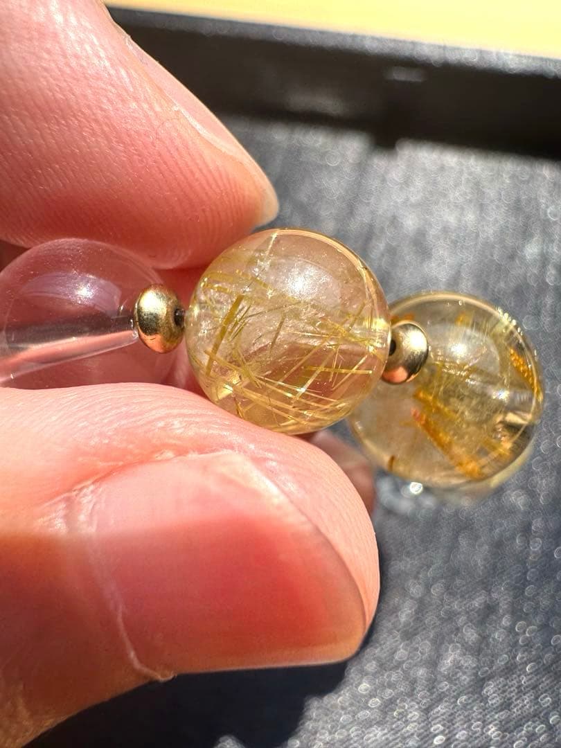 【AAAクラス】【14k】【破格】【ゴールドルチル】【染色無し本物】金運