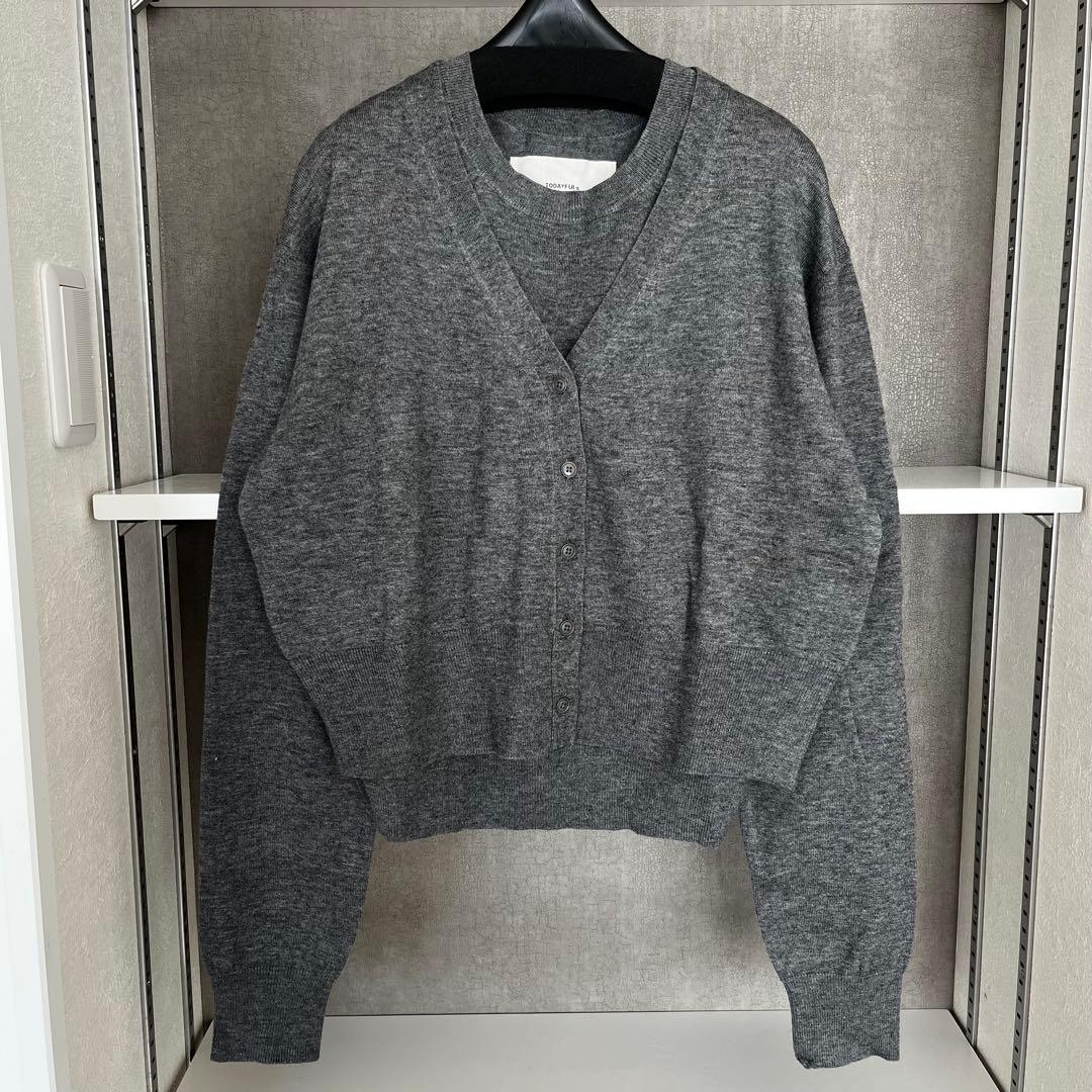 TODAYFUL 2点セット　カーディガン+タンクトップ　ニット　グレー　長袖