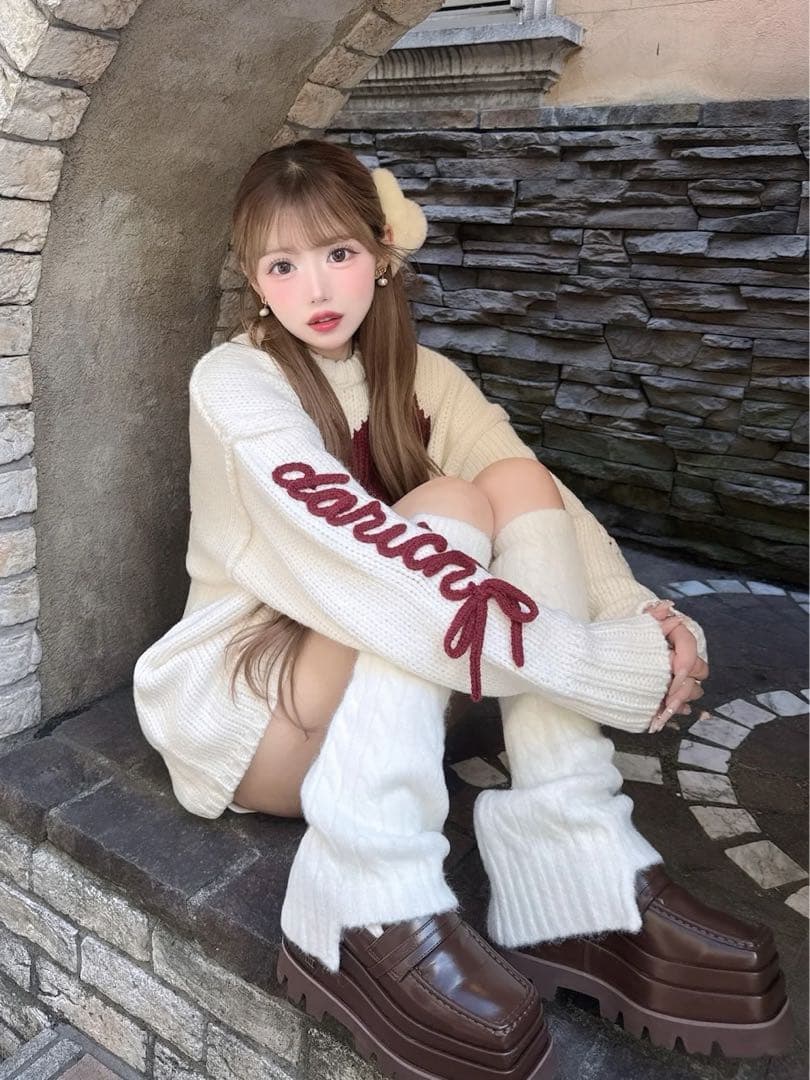 ダーリッチ ハートロゴローゲージニットチュニック IVO 美品