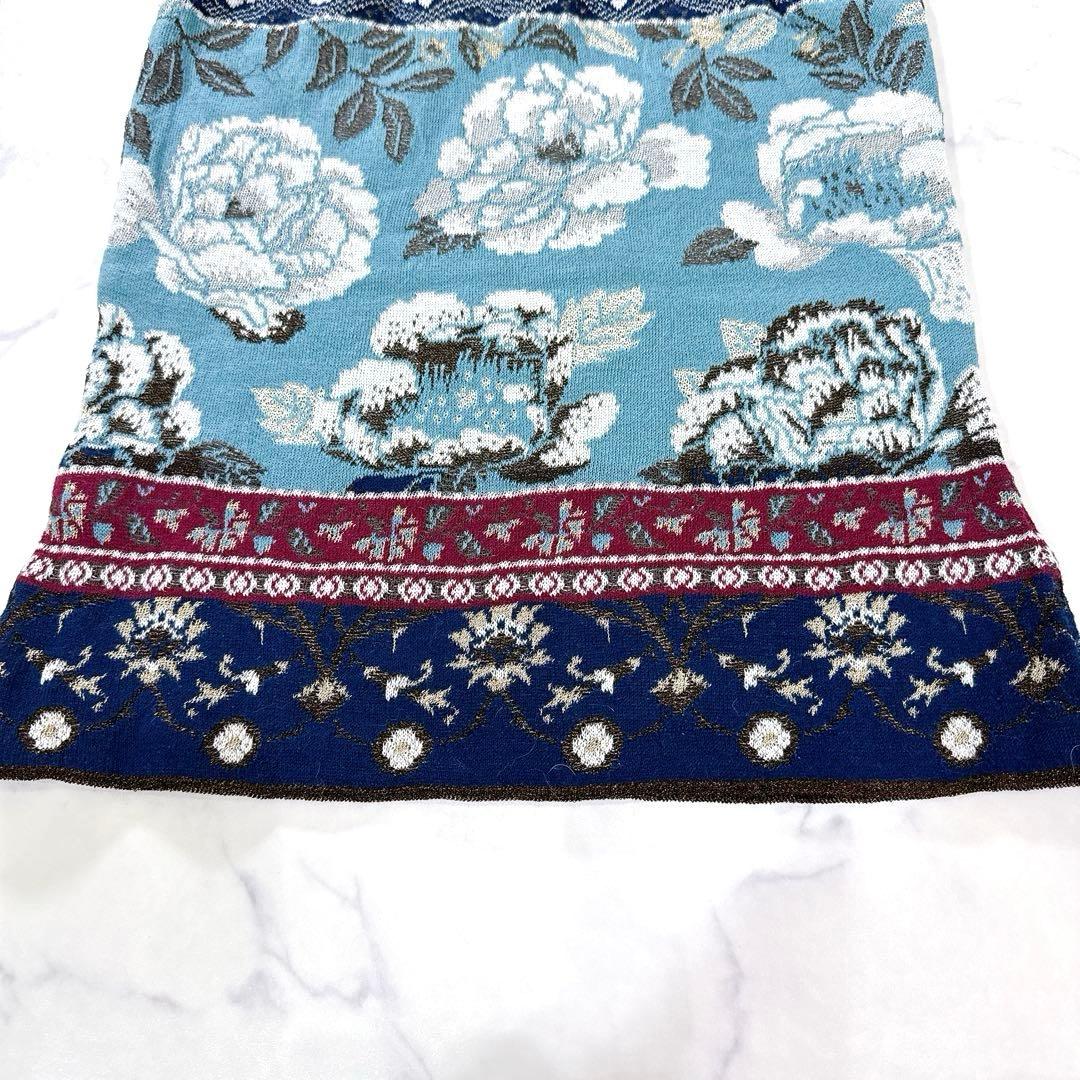 KENZO ケンゾー キャミソール M ニット 花柄 ラメ 水色 紺 ボルドー