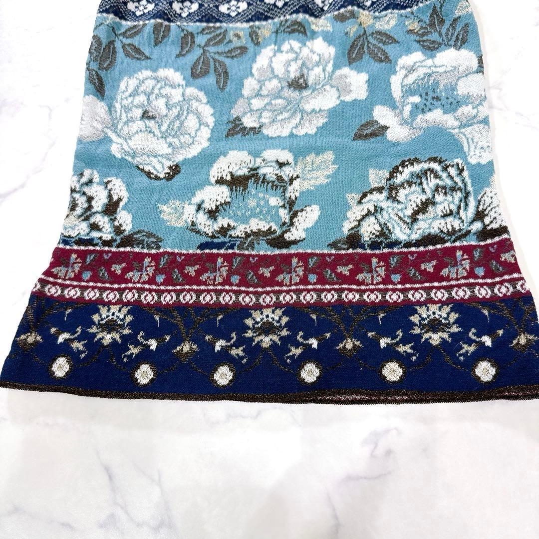 KENZO ケンゾー キャミソール M ニット 花柄 ラメ 水色 紺 ボルドー