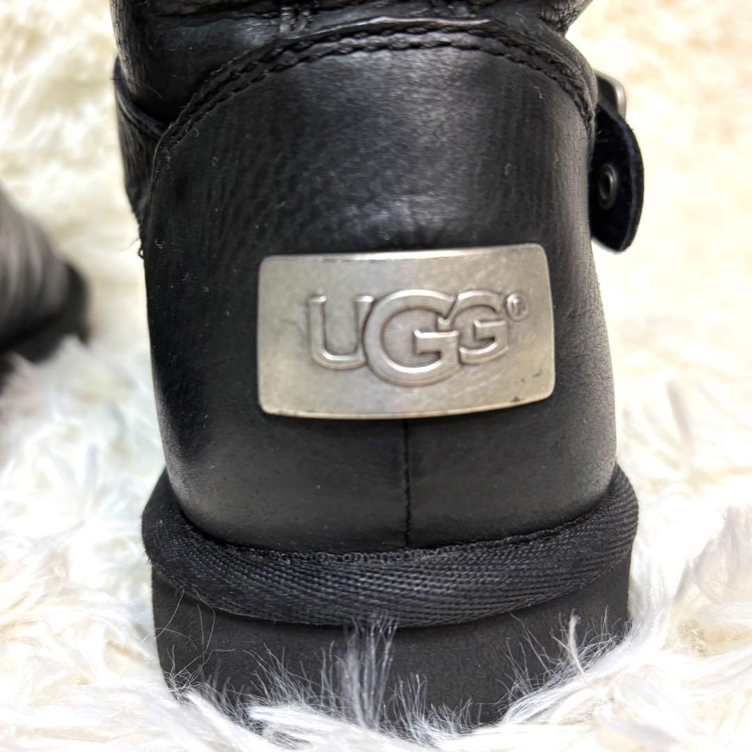 良品　 UGG ケンジントン　本革　シボ加工　エンジニアブーツ 黒 23cm