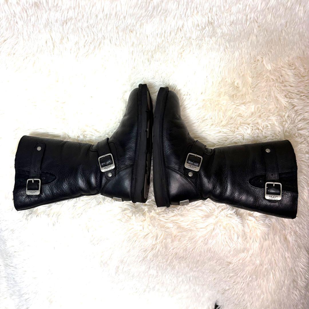 良品　 UGG ケンジントン　本革　シボ加工　エンジニアブーツ 黒 23cm