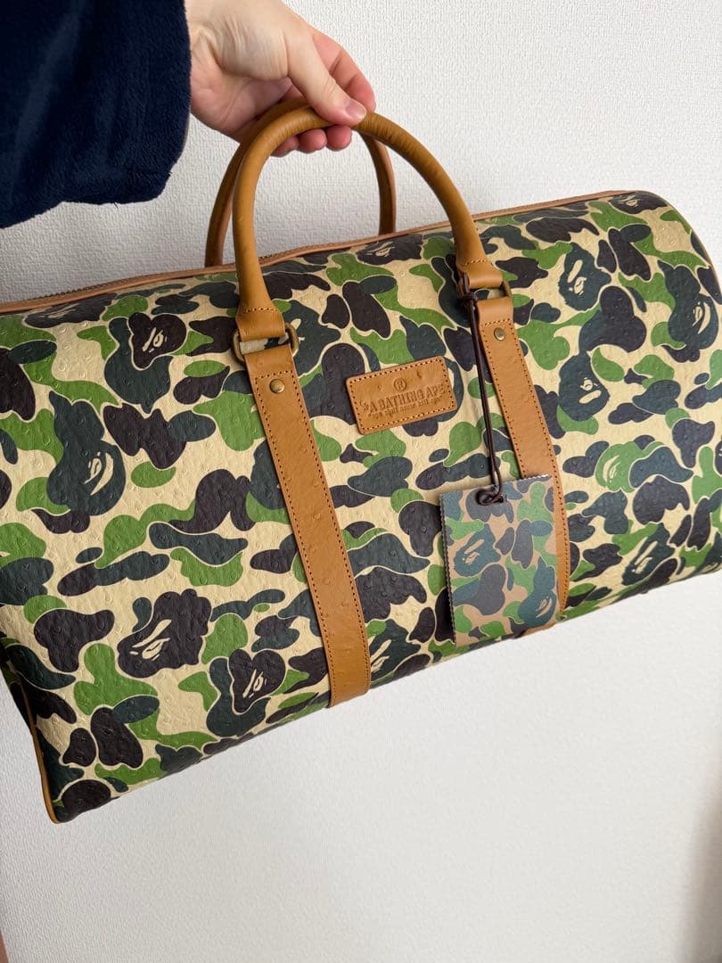 バッグ Bape ABC CAMO PU OSTRICH BOSTON BAG