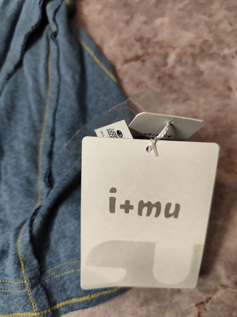 【新品】i+mu センソユニコ パッチワーク風 デザイントップス L ブルー