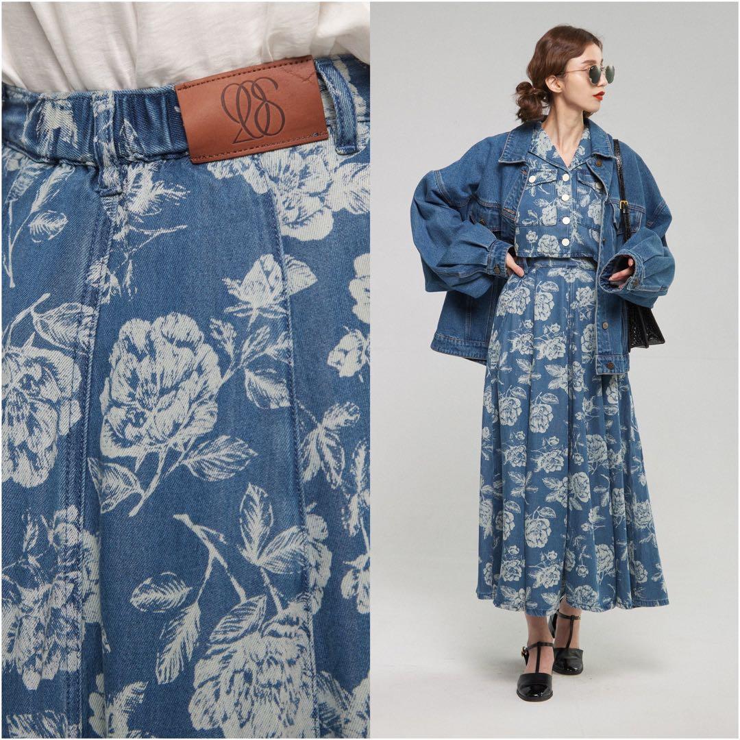 Tnewties イザベルの横顔　花柄デニムスカート　Sサイズ
