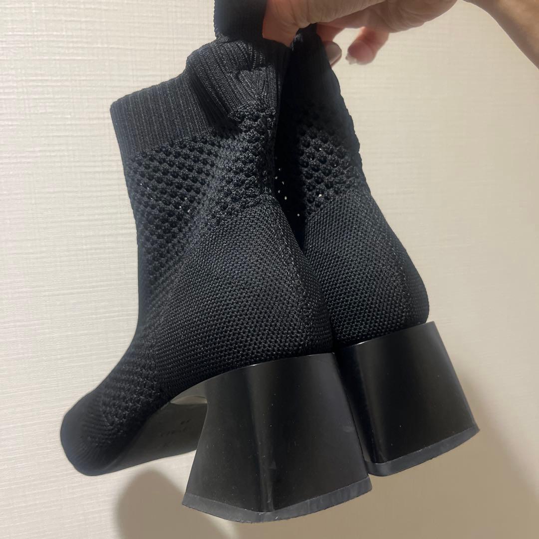 VIVAIA スクエアトゥ 撥水加工 ショートブーツ 撥水仕様 靴 ブラック 黒