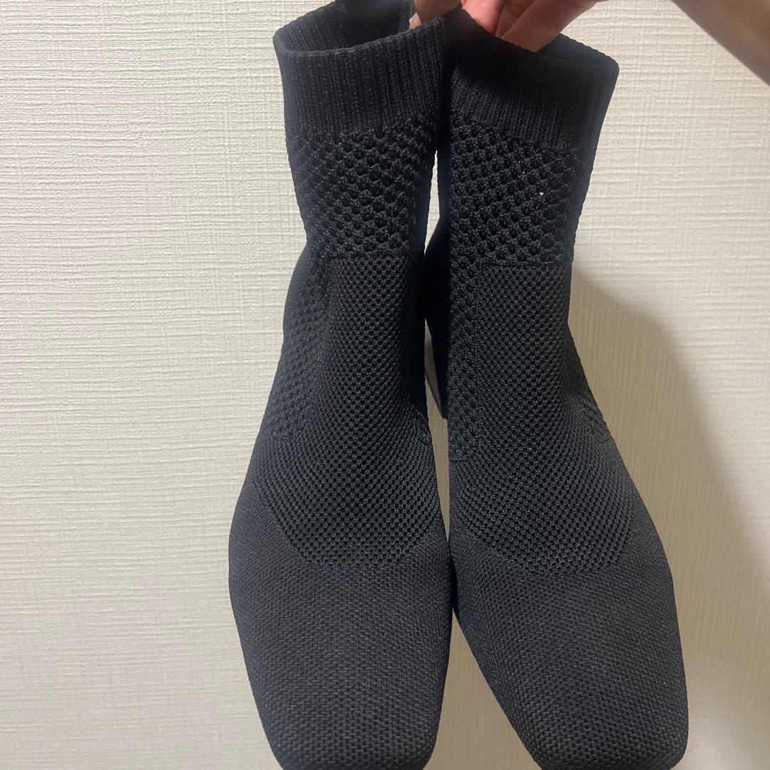 VIVAIA スクエアトゥ 撥水加工 ショートブーツ 撥水仕様 靴 ブラック 黒