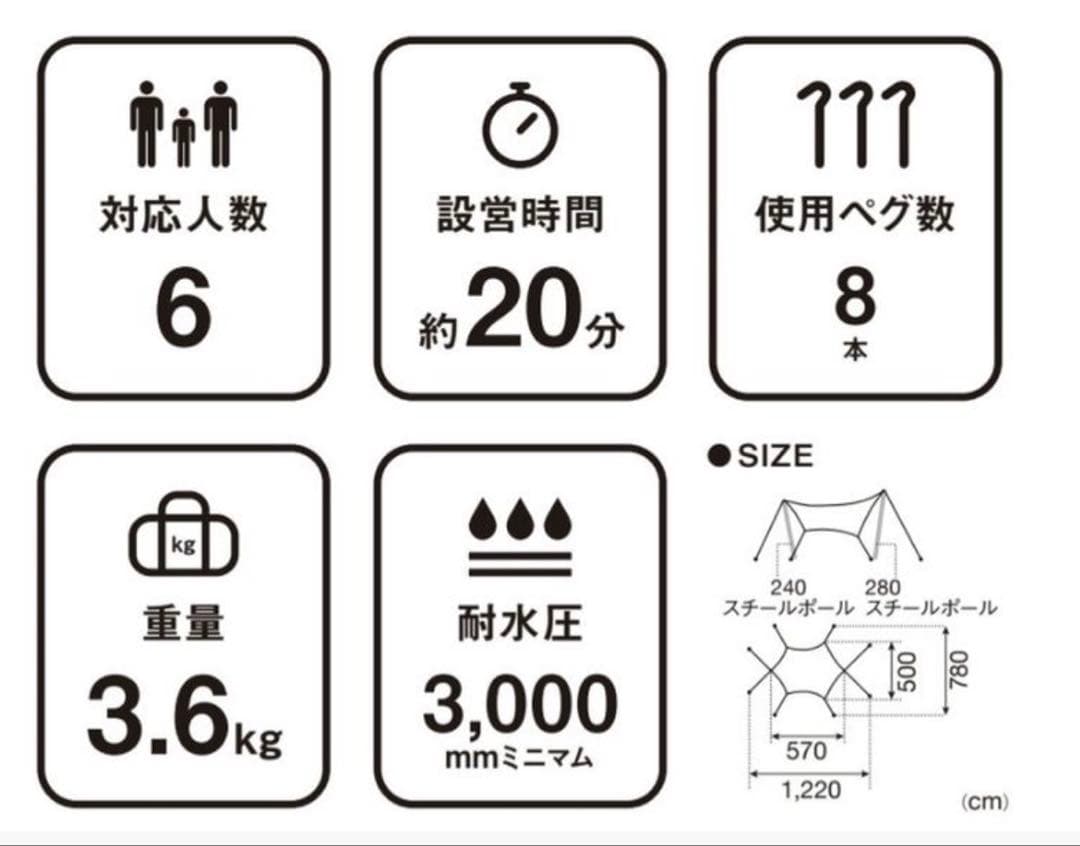 【値下げしました】 peak HDタープ シールド ヘキサＬ
