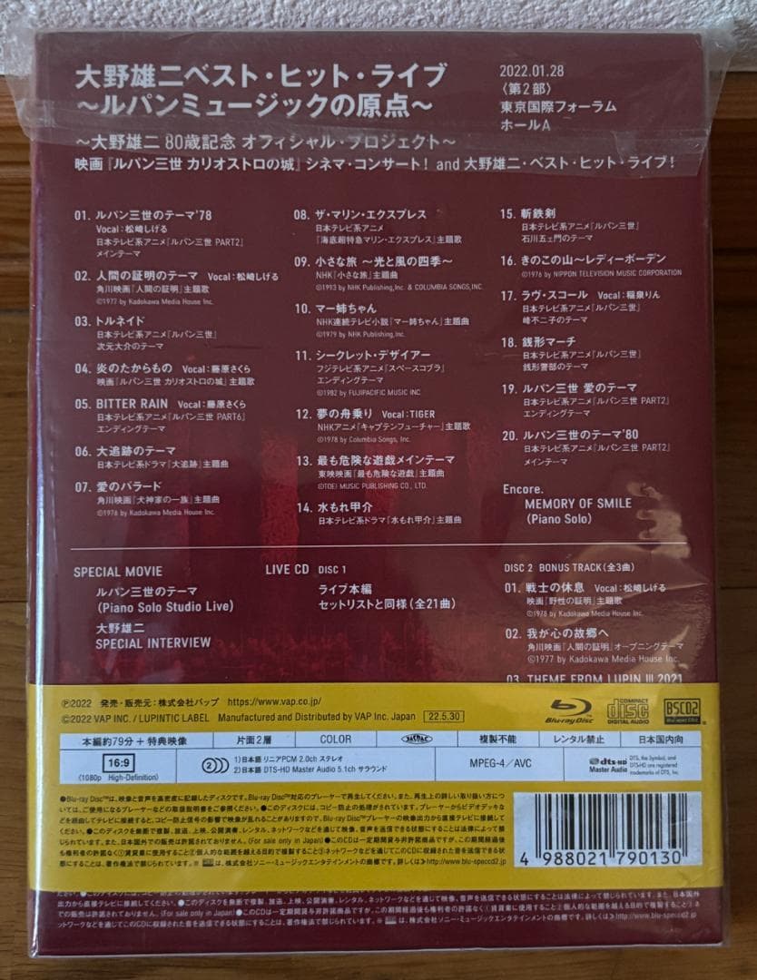 【パンダ86】大野雄二ベストヒットライブ★ブルーレイ＆ＣＤ初回限定盤