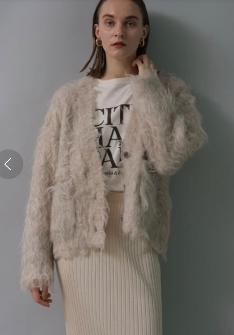 美品！春色　CADUNE シャギー　もふもふカーディガン　ボレロ　ニット　ピンク