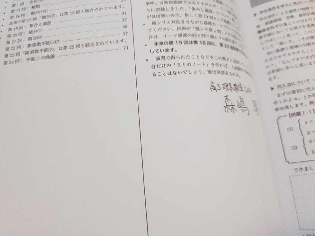 鉄緑会　森嶋先生　高3数学SAクラス　入試数学鉄則集　駿台　河合塾　東進　SEG