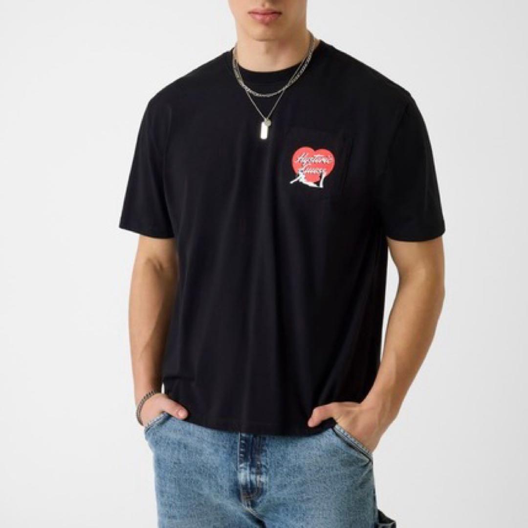ヒステリックグラマー　ゲス　メンズ　Tシャツ ロゴ　黒