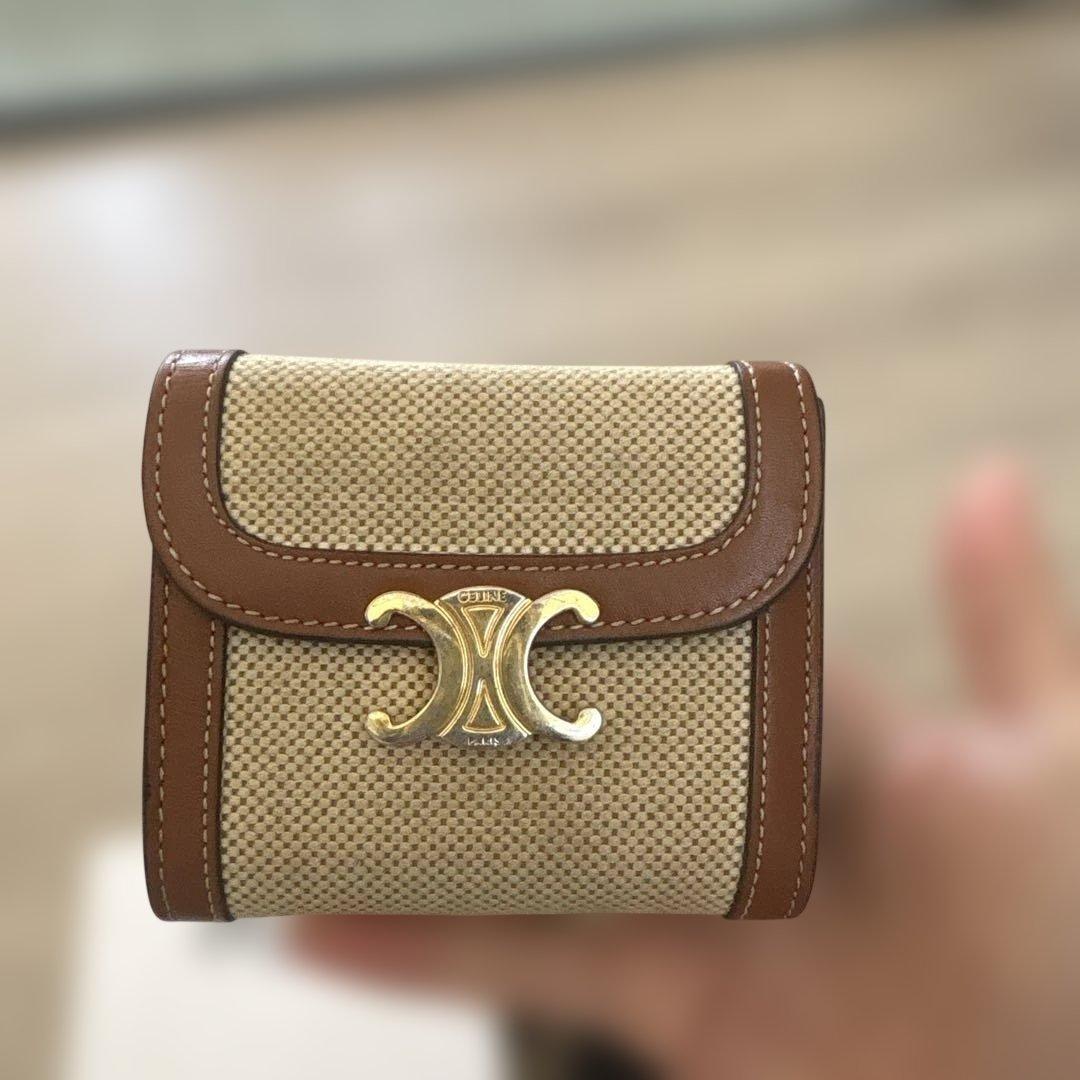 CELINE トリオンフ ウォレットキャンバス　二つ折り財布