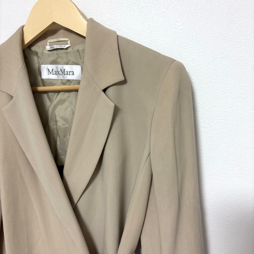 【美品 白タグ】MaxMaraヴァージンウールジャケットベージュ ラップ風 上質