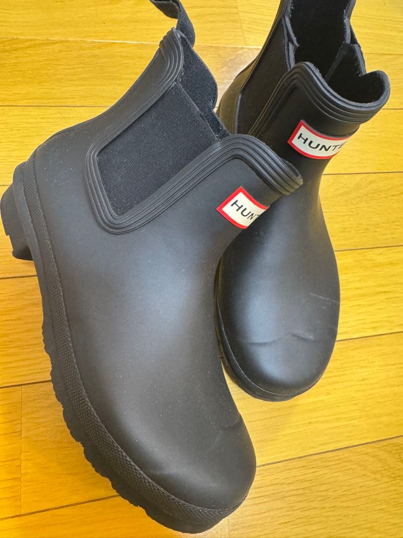 HUNTER ブラック ショートラバーブーツ　レインブーツ
