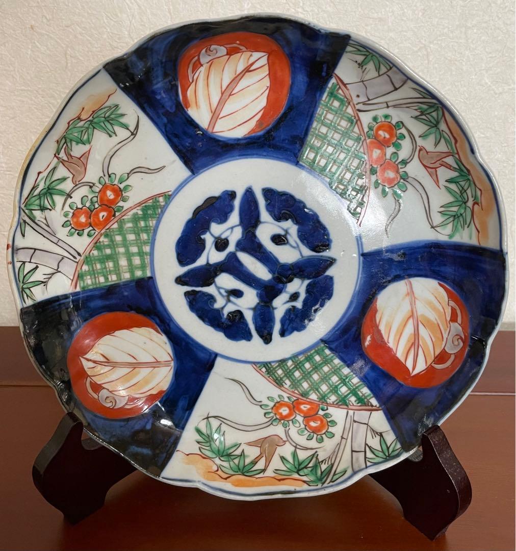 山徳窯　ヤマトク　有田焼　染付　大皿　中皿　アンティーク　レトロ　骨董品