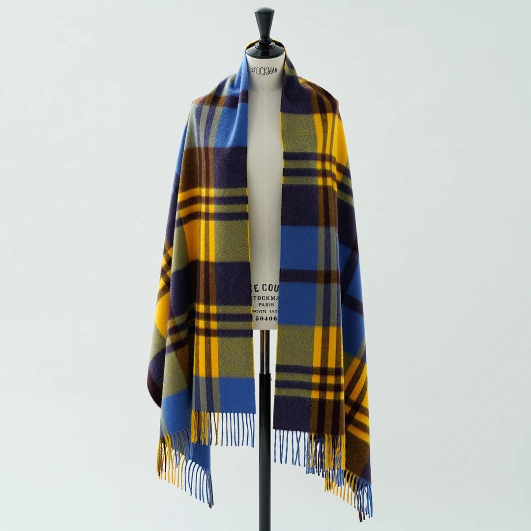 ラス1!新品 Joshua Ellis カシミヤ 70cm大判ストールイエロー