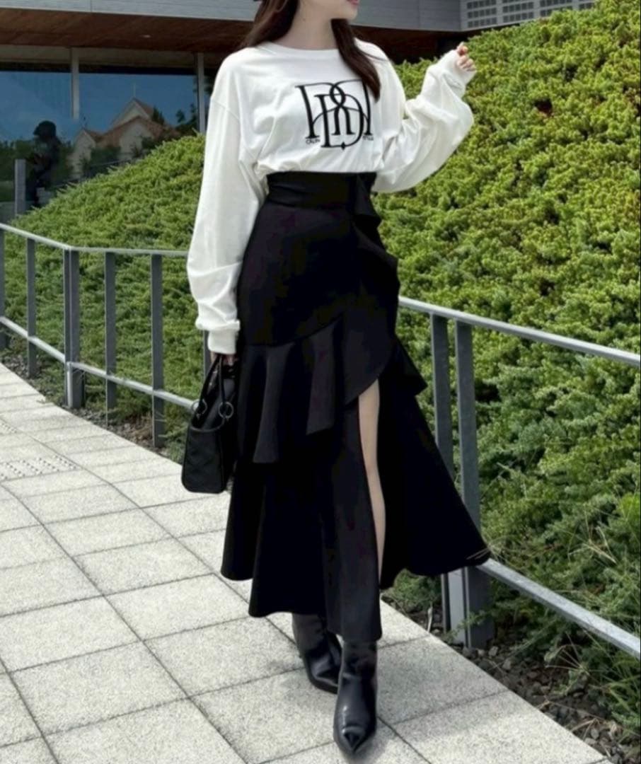 rienda♡ フリルスリットハイウエストスコートショートパンツ M