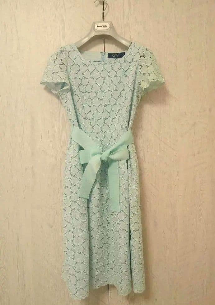 タグ付き M'S GRACY　カタログ掲載　ミントグリーン レース ワンピース