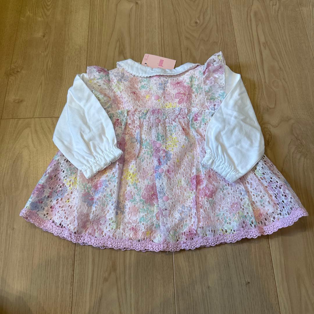 【新品タグ付き】メゾピアノ 花柄レースワンピース80cm