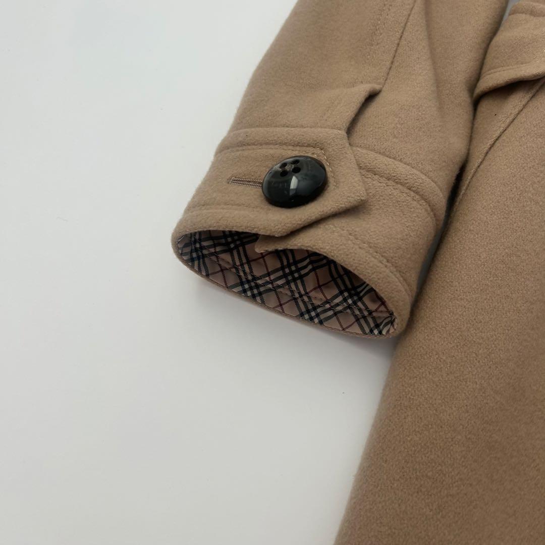BURBERRY ファー付きロングコート　キャメル　ノバチェック　ベルト　36