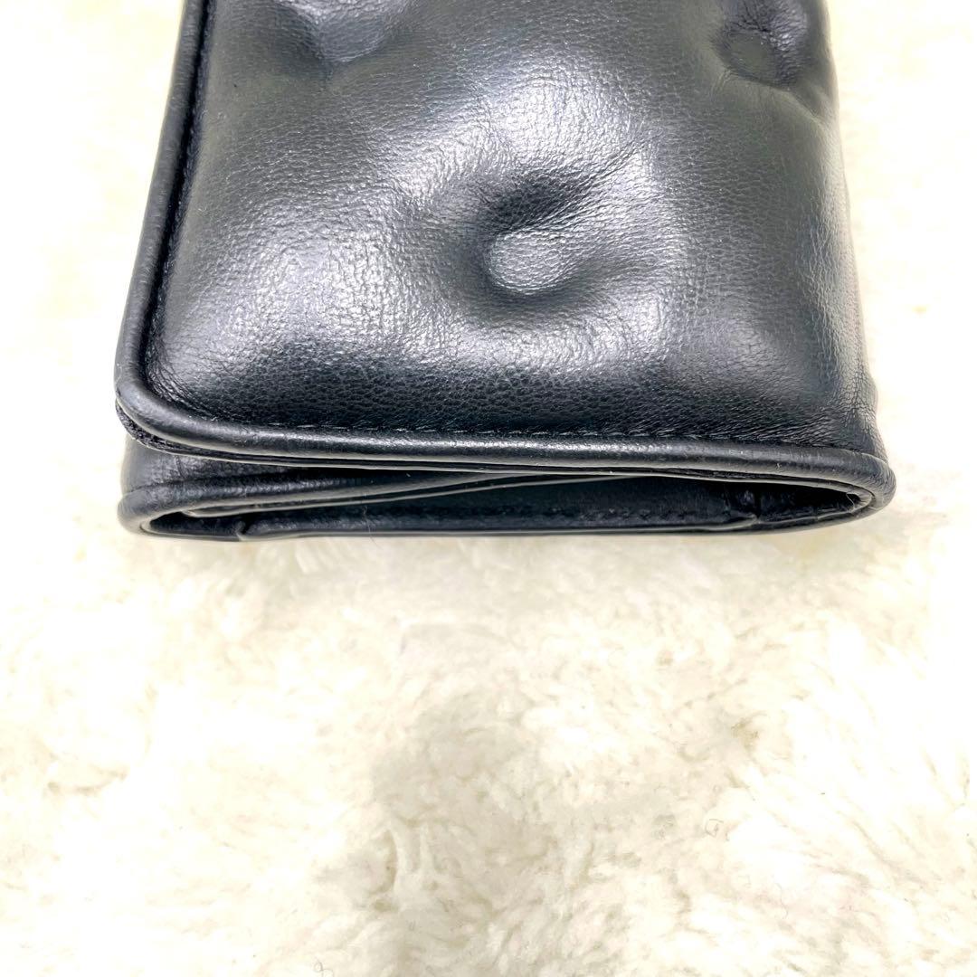 美品 メゾンマルジェラ 3つ折り 財布 グラムスラム カレンダー ステッチ 黒