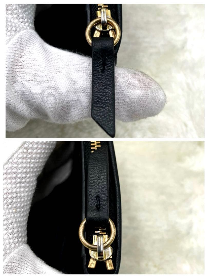 美品 メゾンマルジェラ 3つ折り 財布 グラムスラム カレンダー ステッチ 黒
