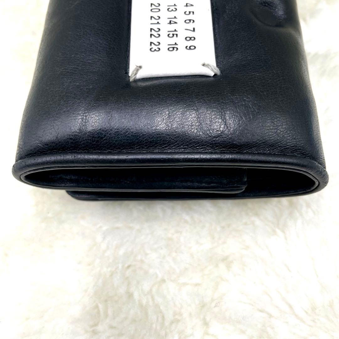 美品 メゾンマルジェラ 3つ折り 財布 グラムスラム カレンダー ステッチ 黒