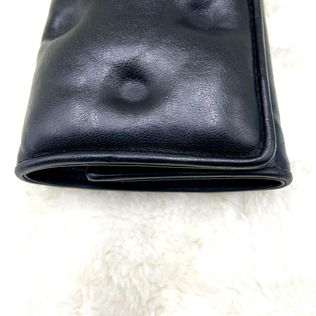 美品 メゾンマルジェラ 3つ折り 財布 グラムスラム カレンダー ステッチ 黒