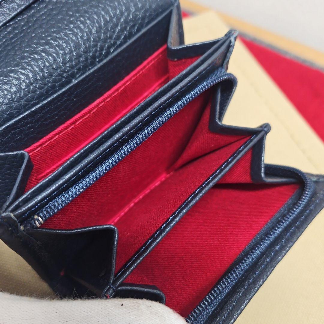 廃盤品 美品 Kitamura コンパクトウォレット 2つ折り 財布 ネイビー