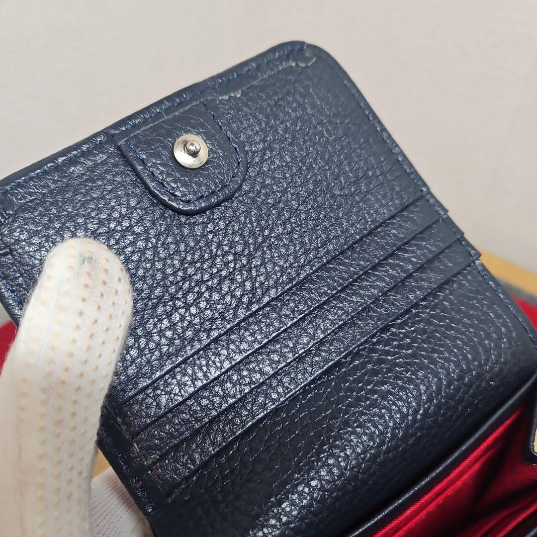 廃盤品 美品 Kitamura コンパクトウォレット 2つ折り 財布 ネイビー