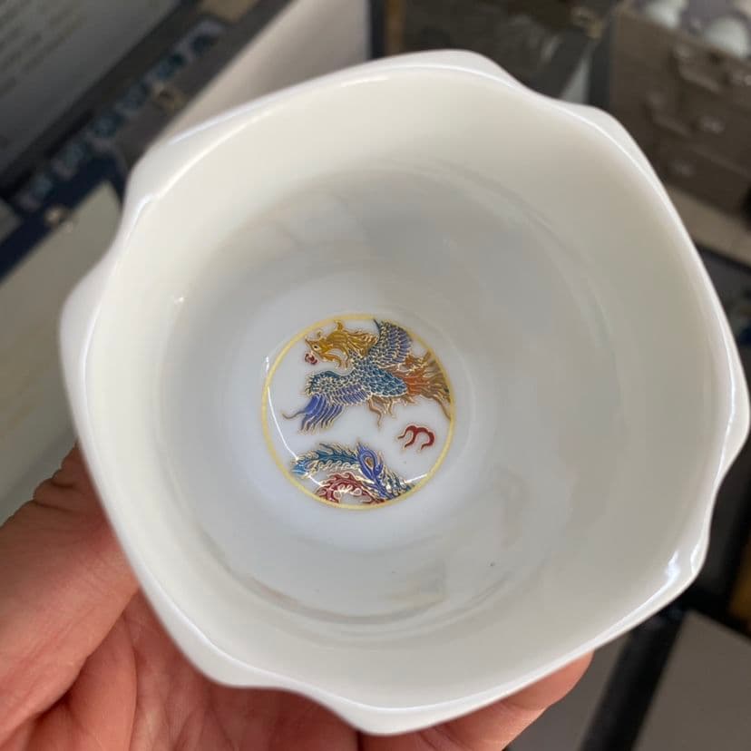 中国茶器 琺瑯彩龍鳳茶杯 カップル杯 主人杯 四方杯 新品未使用