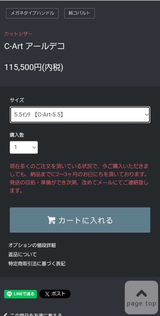 『未使用』ハヤシシザース/アールデコ/C-Art-5.5/長期保管/稀少/人気