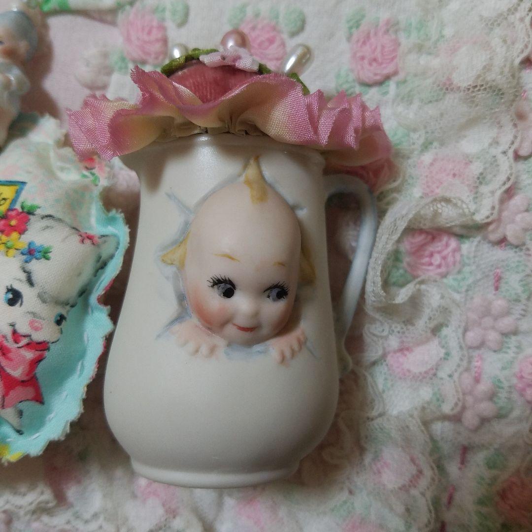 陶器製赤ちゃんピッチャー ミニミニビスクドールのまち針セット