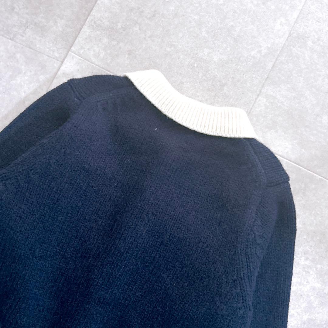 極美品✨ アダムエロペ 【WEB限定】ポロニットカーディガン 紺 近年 完品
