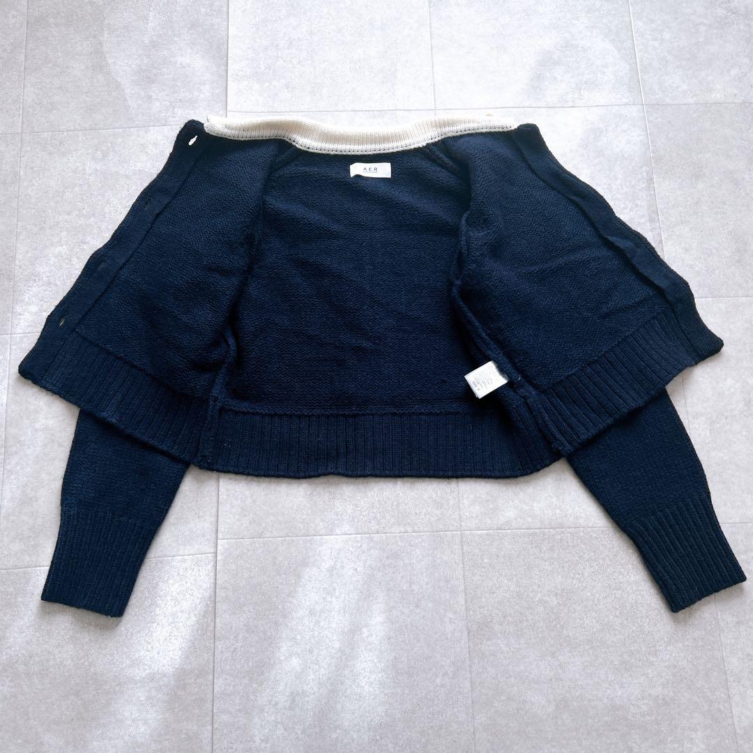 極美品✨ アダムエロペ 【WEB限定】ポロニットカーディガン 紺 近年 完品