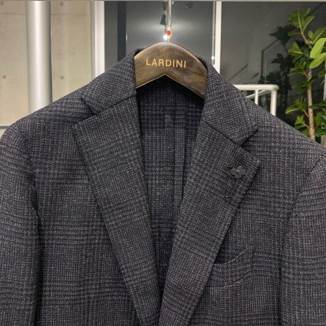 LARDINI ダークグレー チェック柄 テーラードジャケット