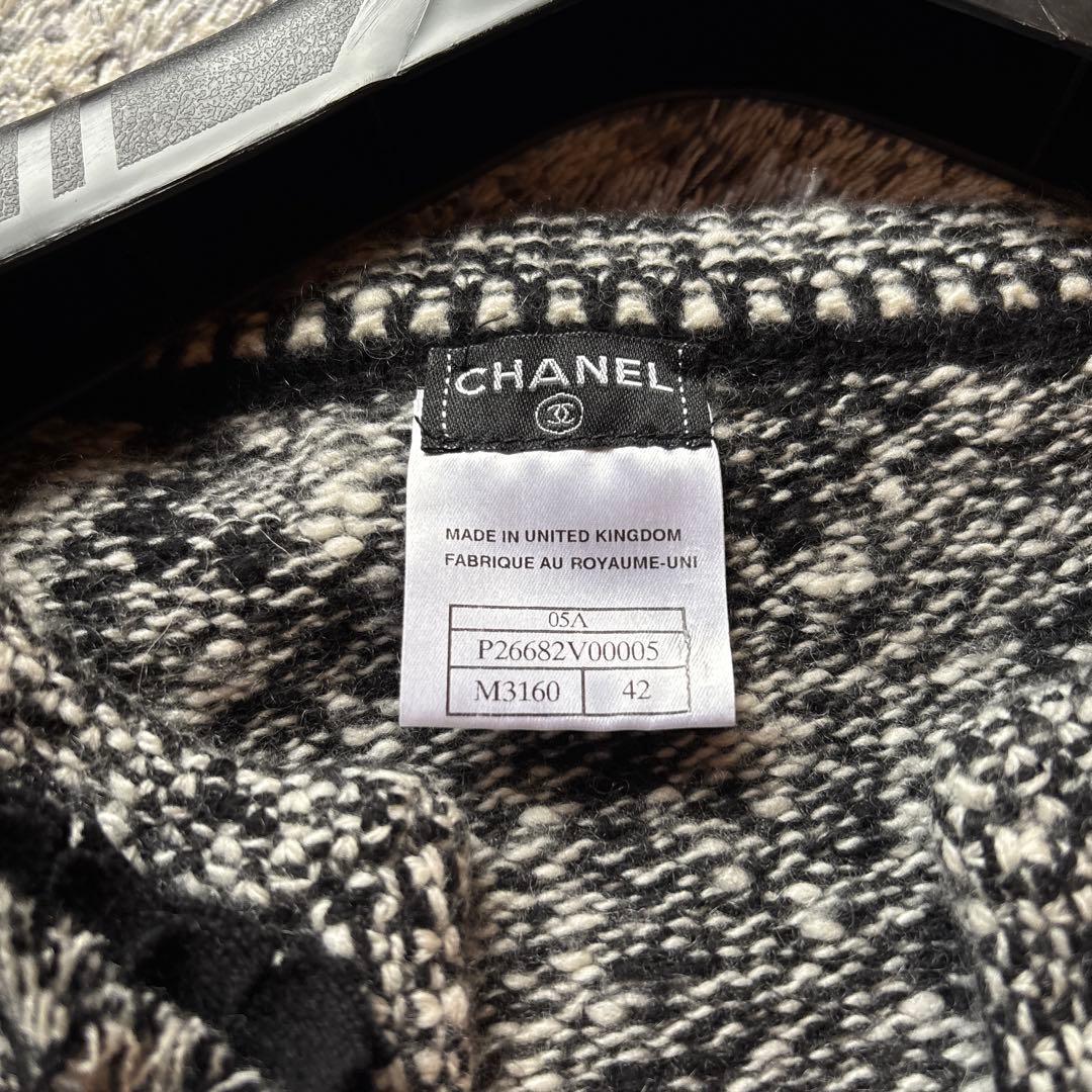 みか。CHANEL ツイードカーディガン グレー・ブラック　42