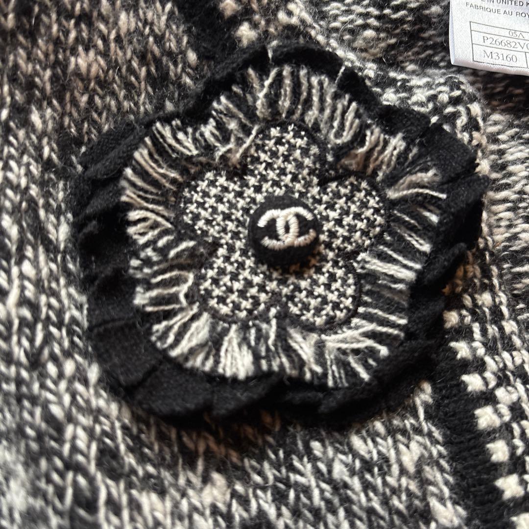 みか。CHANEL ツイードカーディガン グレー・ブラック　42