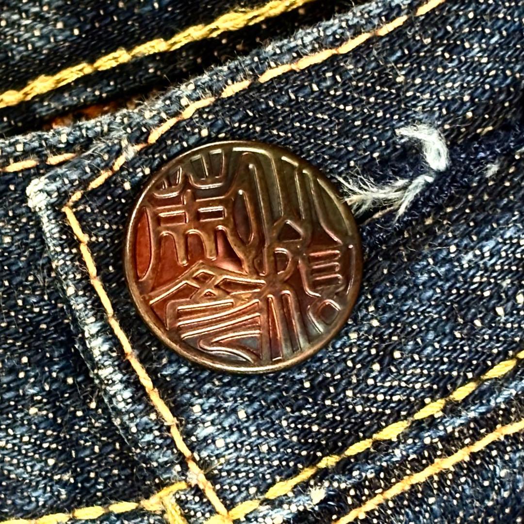 YAMANE バックポケット和柄刺繍 シンチバック ワイドフレアジーンズ Y2K