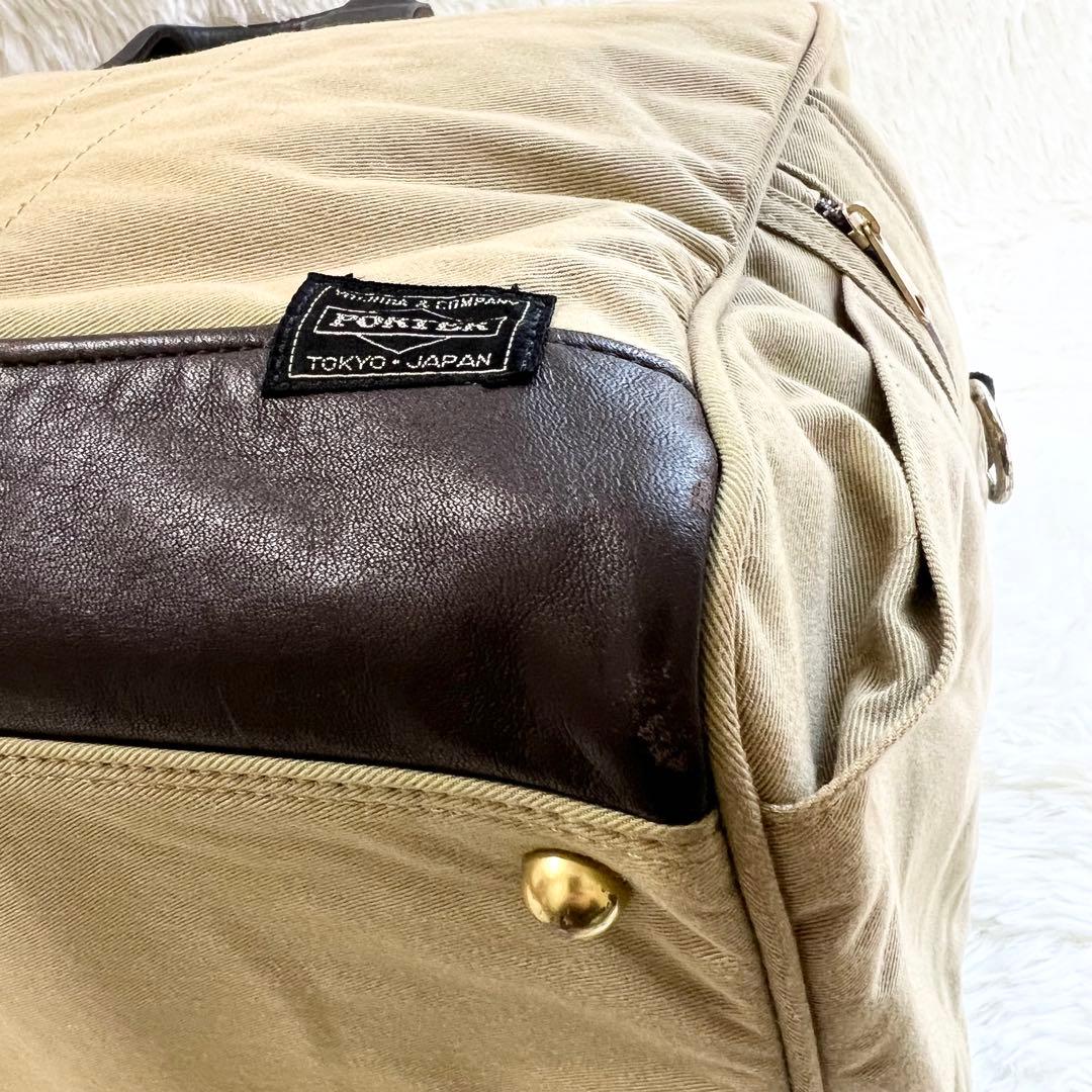 【大容量】大人気 PORTER ボストンバッグ キャンバス レザー カーキ