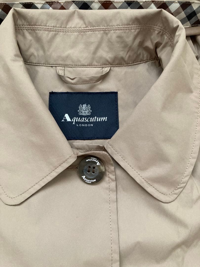 Aquascutum LONDON ステンカラーコート ベージュ M〜L 春