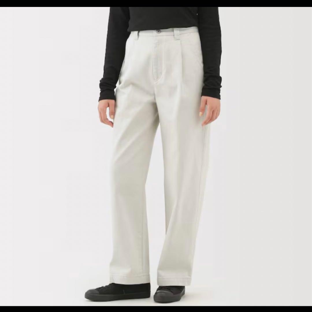 MUJI Labo 再生コットン混紡ストレートデニムパンツ オフ白