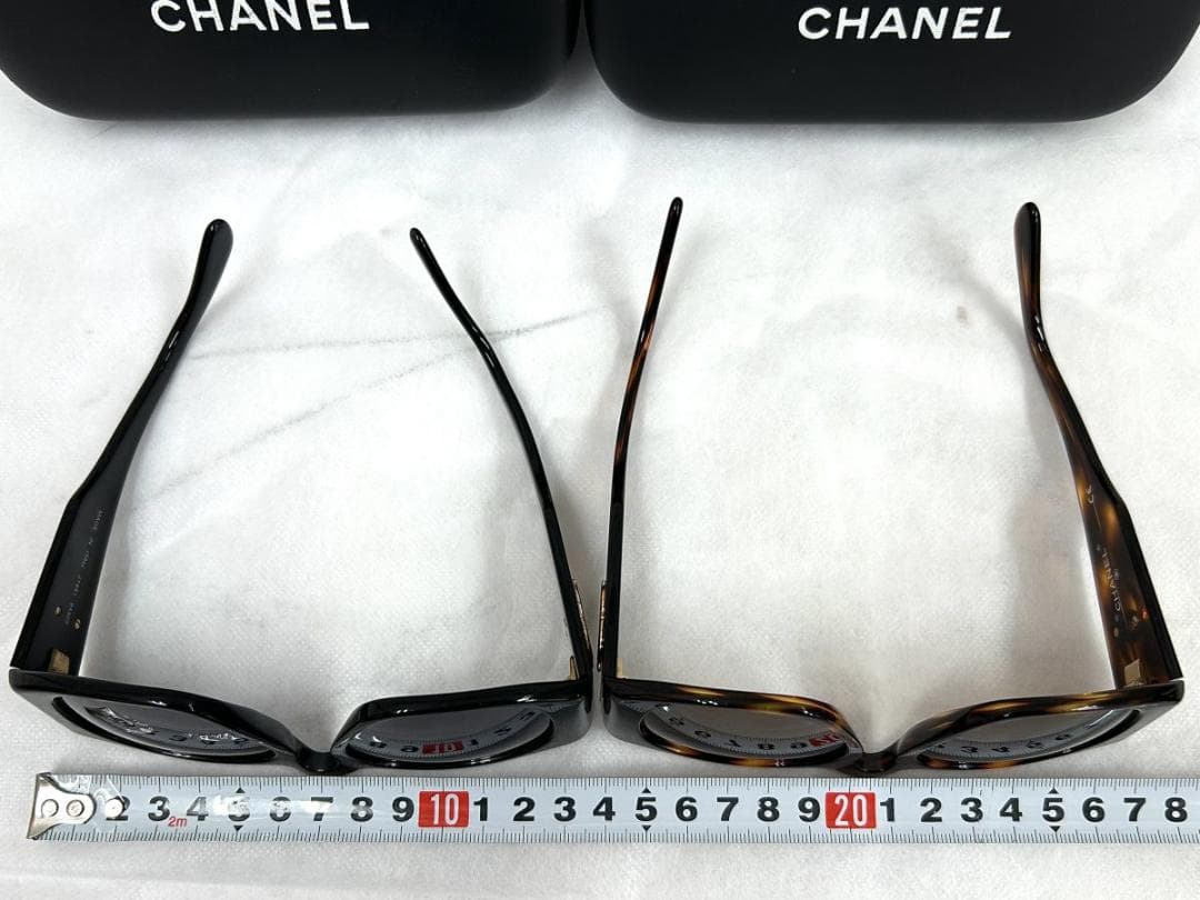 CHANEL シャネル サングラス ココマーク べっ甲柄 ブラック 2点セット*