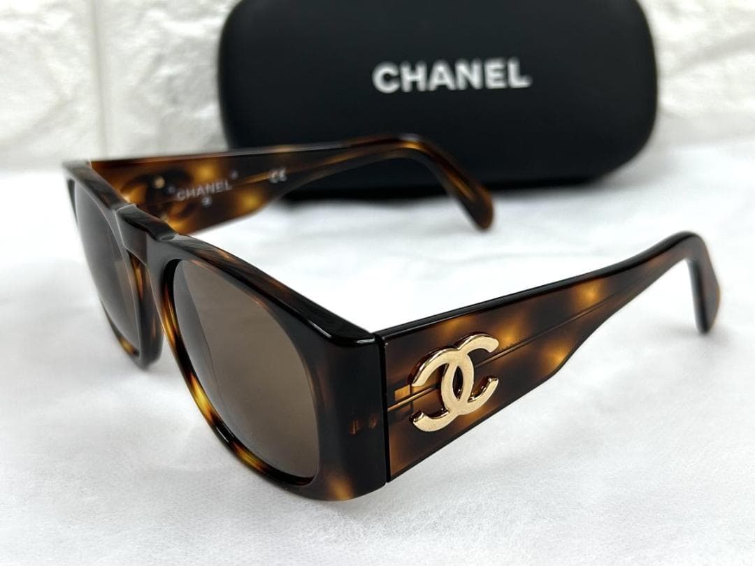 CHANEL シャネル サングラス ココマーク べっ甲柄 ブラック 2点セット*