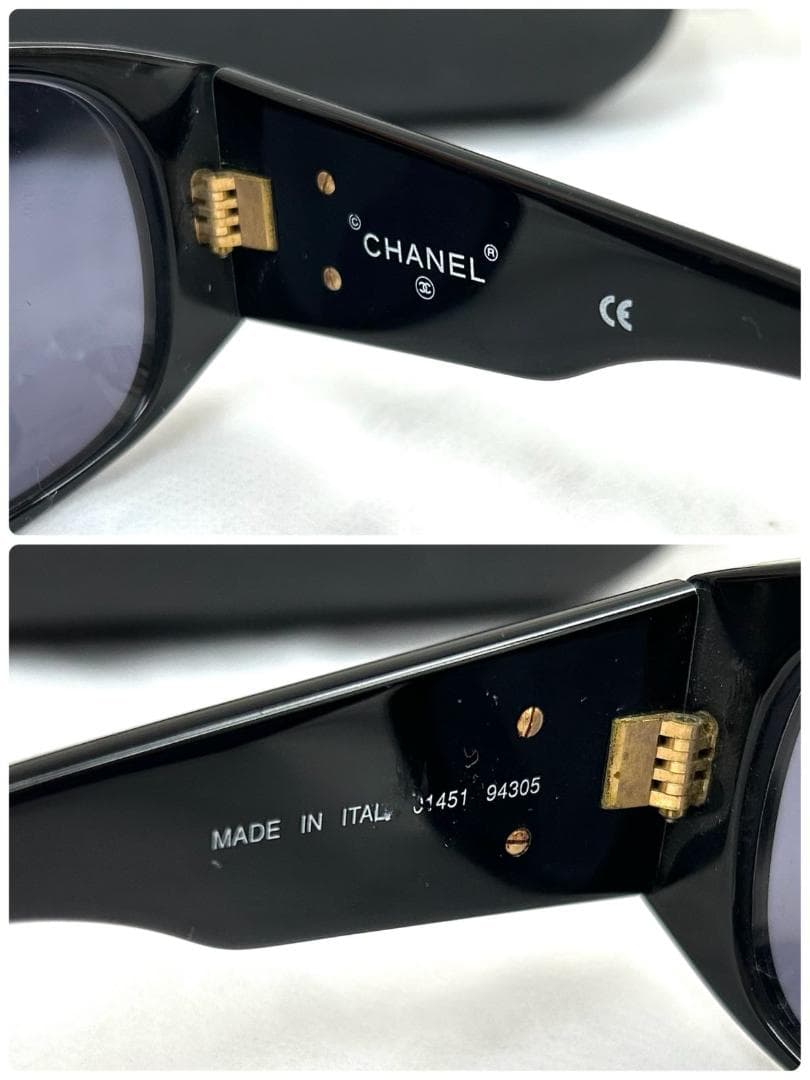 CHANEL シャネル サングラス ココマーク べっ甲柄 ブラック 2点セット*