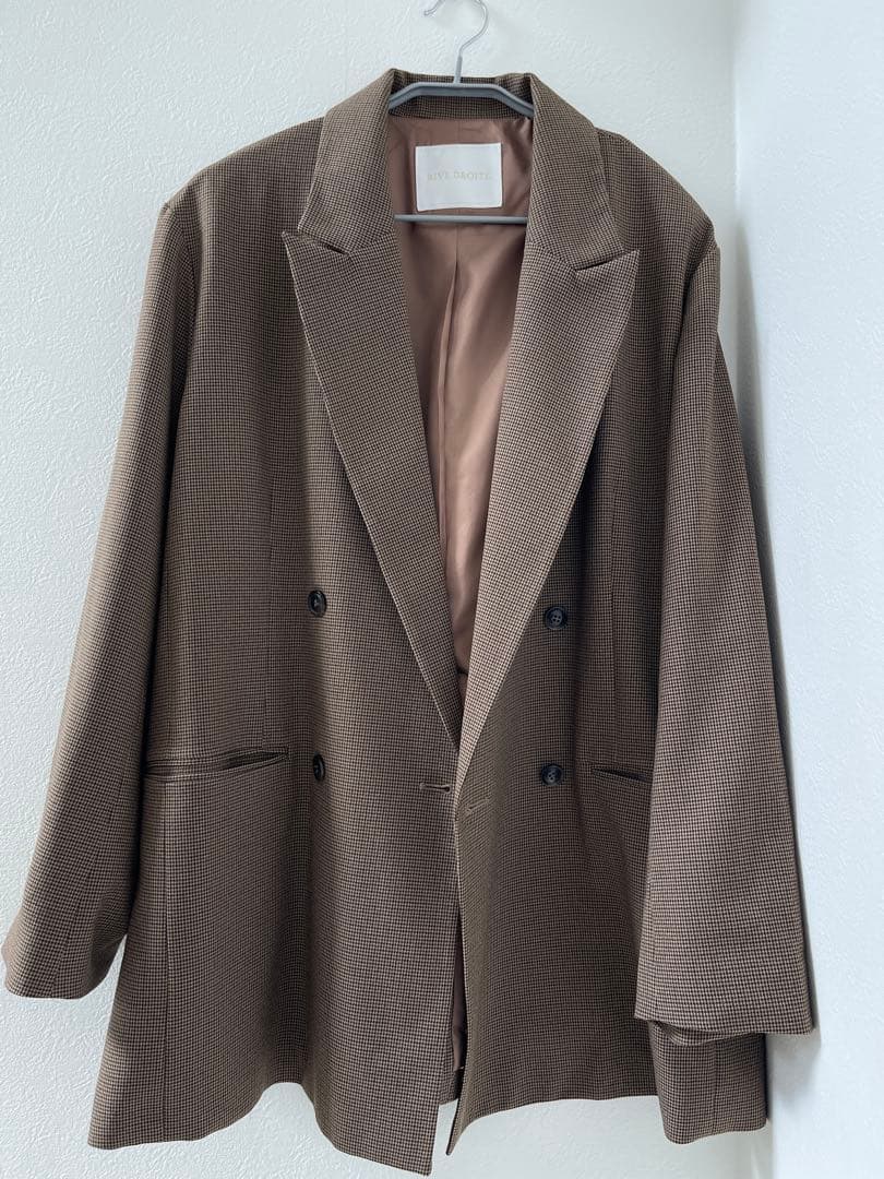 リヴドロワ　ウールライクピークドラペルジャケット　ブラウン　美品