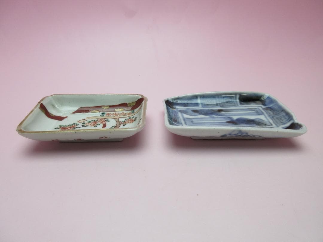 時代 豆皿 赤絵 青手 染付 3枚セット　71017